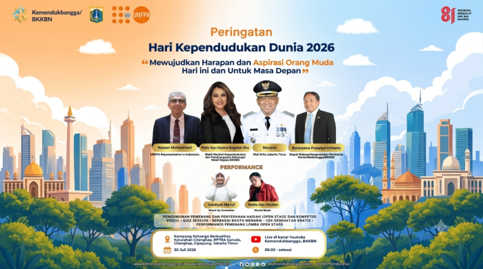 Kemendukbangga/BKKBN Gelar Puncak Peringatan Hari Kependudukan Dunia 2026, Dorong Generasi Muda Berdaya Saing