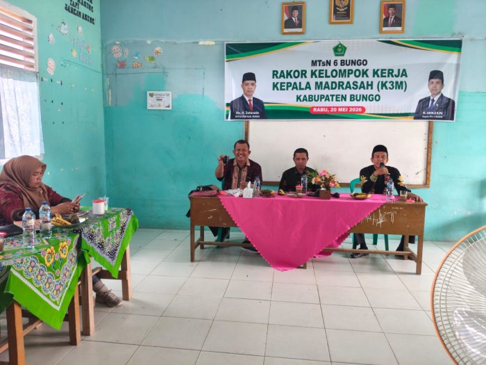 Bahas Persiapan Akhir Tahun Pelajaran, Kepala MTsN 2 Bungo Hadiri Rapat Koordinasi K3M di MTsN 6 Bungo