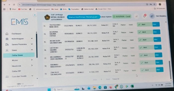 MTsN 2 Bungo Lakukan Lembur Sinkronisasi Data EMIS ke RDM