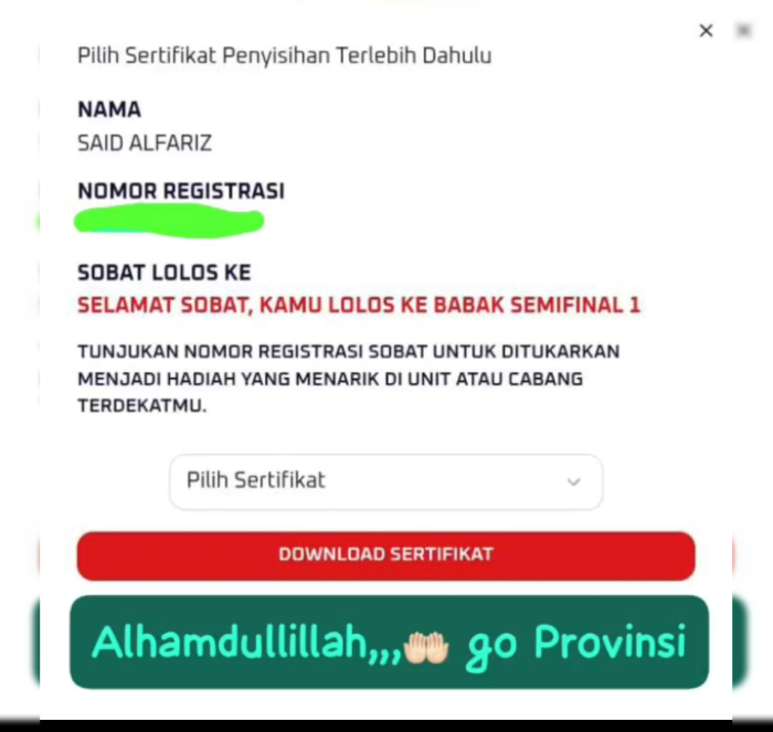 Said Alfariz, Siswa MTsN 2 Bungo Lolos ke Babak Semifinal Tingkat Provinsi