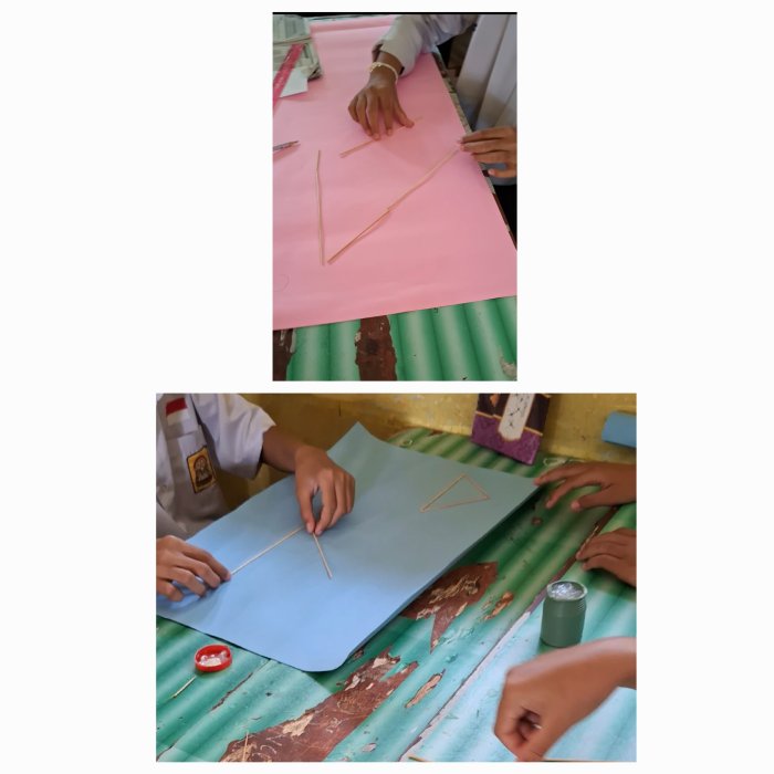 Siswa Kelas VIII E Asyik Membuat Jenis Segitiga dengan Tusuk Lidi