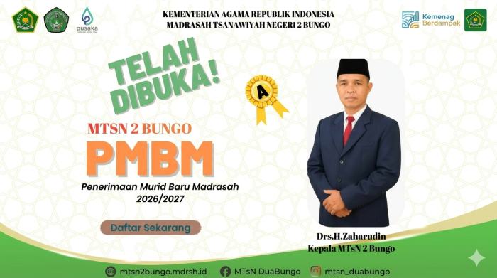 Mulai Hari Ini, MTsN 2 Bungo Buka Pendaftaran Murid Baru Tahun Pelajaran 2026/2027
