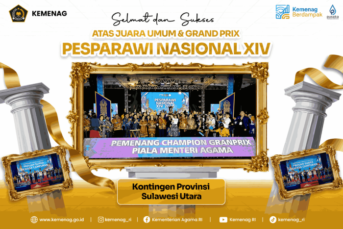 Kemenag RI Ucapkan Selamat atas Prestasi Gemilang Kontingen Sulawesi Utara di PESPARAWI Nasional XIV