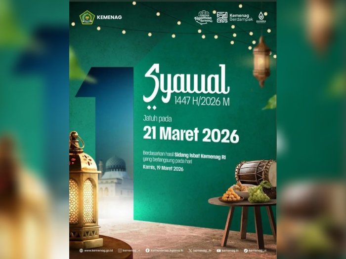 BREAKING NEWS: Pemerintah Tetapkan 1 Syawal 1447 H Jatuh pada Sabtu, 21 Maret 2026 BREAKING NEWS: Pemerintah Tetapkan 1 Syawal 1447 H Jatuh pada Sabtu, 21 Maret 2026