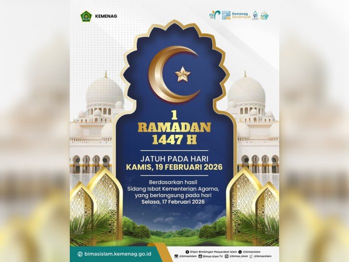 Pemerintah Tetapkan 1 Ramadan 1447 H Jatuh pada Kamis 19 Februari 2026