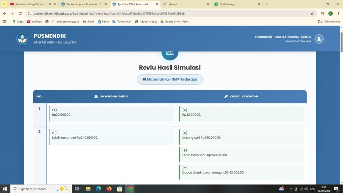 Sistem Akurat, Simulasi TKA di MTsN 2 Bungo Tunjukkan Hasil Positif